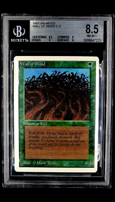 1993 MtG Magic the Gathering Unlimited Wall of Wood BGS 8.5 POP 3 Only 22 Higher - Image 1 of 4