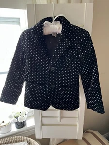 Bonpoint girls boys unisex blazer coat jacket velvet black white stars 4 years  - Picture 1 of 4
