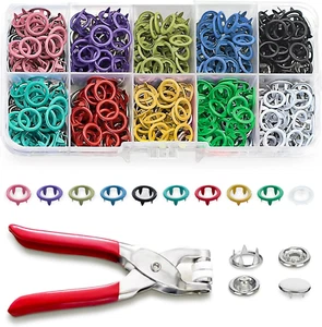 200 Sets Metal Snap Buttons with Fastener Pliers Press Tool Kit,Multicolor Mixin - Picture 1 of 7