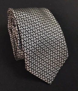 Barney’s New York Made In Italy Geometric Silk Metallic Black Classic - Picture 1 of 24