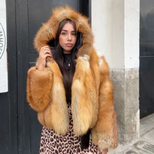 Winter Damen Rot Fuchs Pelz Mantel Damen Luxus Mäntel Kurz Jacken Oberbekleidung - Bild 1 von 34