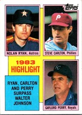 1984 Topps Nolan Ryan/Steve Carlton/Gaylord Perry HL  4