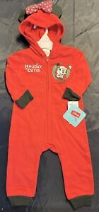 Disney Minnie Mouse Toddler Christmas “Holiday Cutie” Hooded Coverall NWT (24 M)
