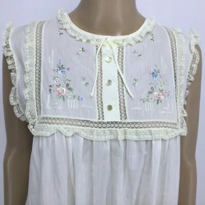 Vintage Sz S Nightgown Barbizon Mildred Lightweight Sheer Embroidered Yoke Lace - Imagen 1 de 11