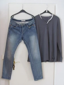 Damen 2 Teiler :  Stretchjeans : Gr. M + Langarmshirt Gr. L - Bild 1 von 5