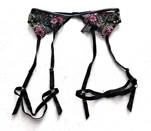 Victorias Secret Nwt Black Floral Very Sexy Leg Harness Garter Belt XS / S