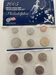 2005 US MINT UNCIRCULATED SET IN ORIGINAL US MINT ENVELOPES W/COA 11 Coins - Picture 1 of 2