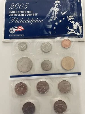 2005 US MINT  UNCIRCULATED SET IN ORIGINAL US MINT ENVELOPES W/COA 11 Coins - Image 1 of 2