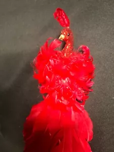 Funkelnder Glitzer roter Pfau mit echten roten Federn Clip-On Neu - Bild 1 von 7