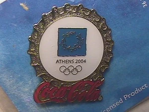 ATHENS 2004 OLYMPIC PIN COLLECTIONS: US COCA-COLA COKE SILVER MINI BOTTLE CAP - Picture 1 of 10