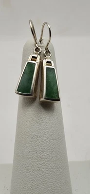 Pendientes Vintage Crisoprasa Jez Plata de Ley .925 Tailandia 3,7 gramos Foto 1 de 4