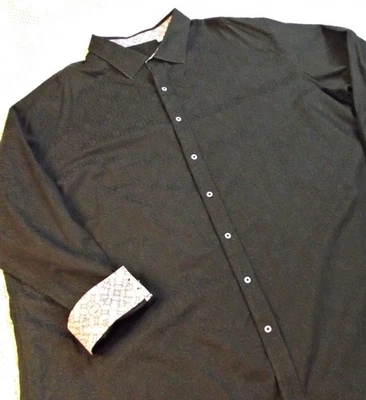 NICE Robert Graham Mens Button Shirt Black Shadow Paisley Flip Cuff 4XLT Tall - Image 1 of 4
