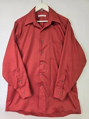 Camisa de vestir ajustada Geoffrey Beene para hombre grande 16 ladrillo rojo sin arrugas Foto 1 de 4