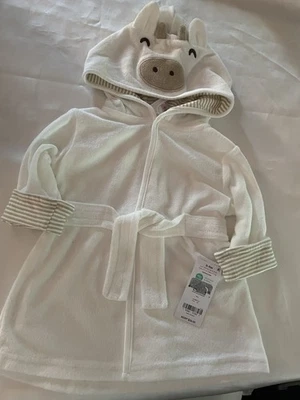 Bata de baño con capucha Carter's Baby Cow color tostado y blanco - Talla: 0 a 9 meses unisex nueva con etiquetas Foto 1 de 4