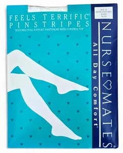 VINTAGE Nurse Mates #81504 si sente fantastico gessato collant bianco taglia B - Foto 1 di 3