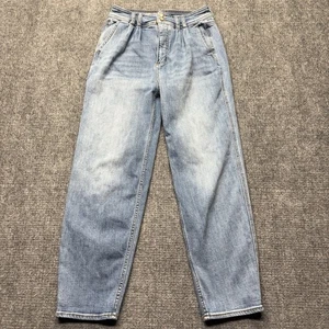 Pantalón de mezclilla Pilcro Anthropologie para mujer 27 azul cintura alta plisado lavado claro - Imagen 1 de 14