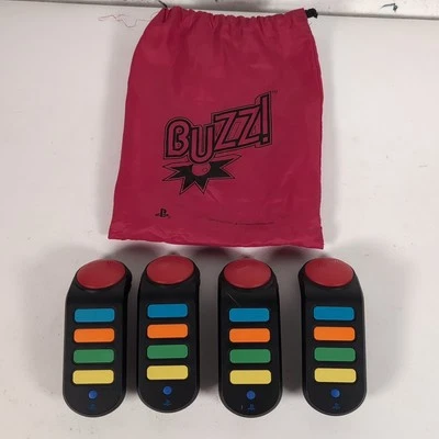 Buzz Wireless Buzzer Controllers x4 W Bag Only NO DONGLE PlayStation PS3 Bundle - Image 1 of 4