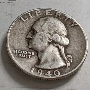 Cuarto de dólar Washington 1940-S en estado bastante bueno 90 % plata ~ ¡Envío gratuito! #2 - Imagen 1 de 2