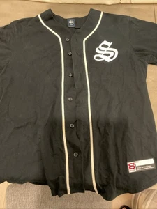 Stussy Baseball Jersey Camicia Uomo XL Bottoni Streetwear Vintage Y2k Skateboarding - Foto 1 di 16