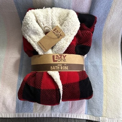 Lazy One Bath Robe New S/M Size Red-Black Plaid Color - Image 1 of 4