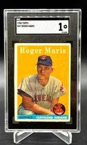 1958 Topps béisbol # 47 Roger Maris novato SGC 1 - Imagen 1 de 3