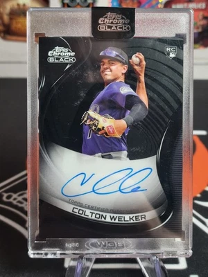 Colton Welker 2022 Topps Chrome Black On-Card Auto Rockies CBA-CW Rookie  - Image 1 of 2