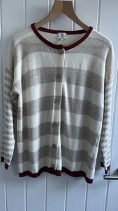 Benedetta B beige gestreifte Strickjacke Merinowolle & Kaschmir Größe L - Bild 1 von 7