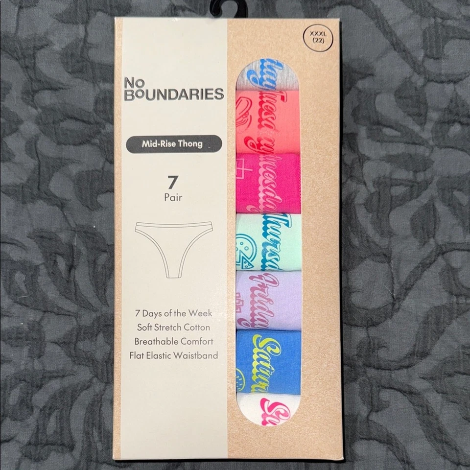 No Boundaries Mujer Talla Grande XXXL (22) Tanga Mediano 7 Días de la Semana Nuevo Con Etiquetas Foto 1 de 4