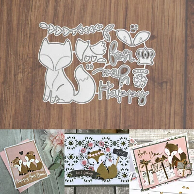Happy for You Fox w Crown & Flora Cutting Dies - Image 1 of 4