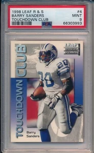1998 LEAF R & S BARRY SANDERS TOUCHDOWN CLUB #4 PSA 9 MINT GOAT LIONS 2989/5000 - Picture 1 of 2