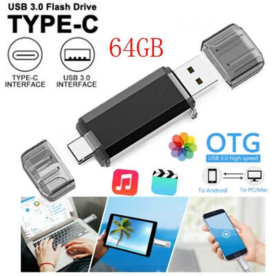 64GB USB C Flash Drive 2 in 1 USB 3.0 Type C Dual OTG Metal Thumb Drive LOT - Image 1 of 4