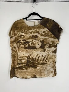 DOLCE & GABBANA T-shirt Blouse Top Taormina Silk Crewneck IT44 US12 - Picture 1 of 4