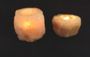 SET 2 Himalaya Salz/Rosenquarz Kristall Kerzenständer - Bild 1 von 8