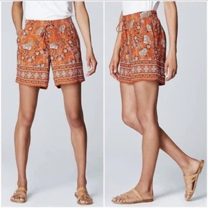 J. Jill Orange Floral Print Twill Pull On Shorts size Small Petite  - Picture 1 of 11