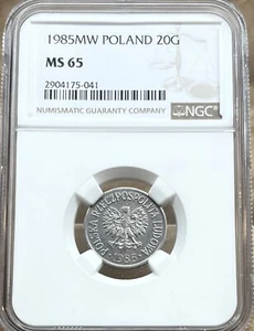1985 MW Poland 20 Groszy NGC MS 65 Aluminum - Picture 1 of 5