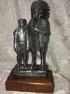 Michael Ricker Zinnstatue 1983, Indianerhäuptling und Junge, selten - Bild 1 von 7