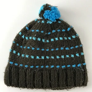 LL Bean Kids L Brown with light blue Knit Winter Hat - Picture 1 of 6