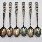 Korean Silver & Enamel Tea Spoons ~ Lot Of 6 ~ Yin & Yang Design