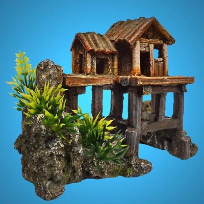 Aquarium Deko kleines 🍀 PFAHL HAUS 🍀 Strand Dekoration Zubehör Terrarium Höhle - Bild 1 von 4
