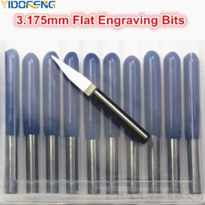 Herramienta de corte CNC de 10 piezas de brocas de grabado de fondo plano de carburo (20° 0,1 mm 3,175 mm) - Imagen 1 de 3