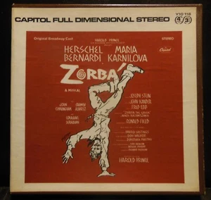 Zorba Original Broadway Cast Reel to Reel Tape - 4 Track 3 3/4 IPS - Bernardi - Foto 1 di 4