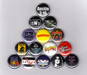 VINTAGE PRO WRESTLING 1" PINS / BUTTONS (Classic Shirt Sting Rock) - Bild 1 von 3
