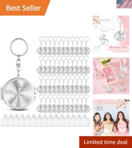 100 Sets Quinceanera Party Favor for Guests Silver Compact Mirror Keychain wi... - Picture 1 of 7