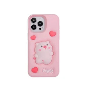 Linda funda de teléfono de silicona suave rosa 3D para iPhone 11 12 13 14 15 16 Pro Max - Imagen 1 de 10