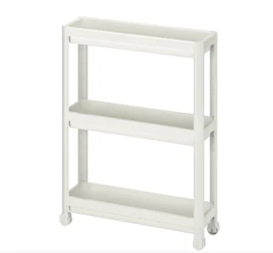 IKEA VESKEN Carrello, bianco/nero con ruote 21 1/4x7 1/8x28" - Foto 1 di 18