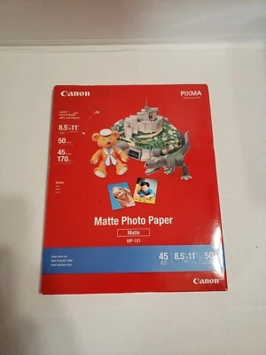 Фотобумага для принтера Canon Pixma матовая 8 1/2 x 11 дюймов 50 листов новая запечатанная - Изображение 1 из 2
