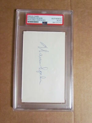 Warren Spahn Signed Index Card PSA Certified Encapsulated  - Image 1 of 4