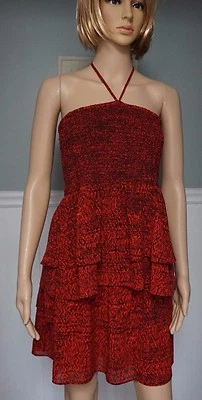 NWT MICHAEL KORS Size M, SUNARI Print Smocked Ruffle Top & Skirt GRENADINE $179 - Image 1 of 4