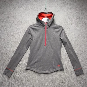 Abercrombie & Fitch Hoodie Womens Large Gray 1/2 Zip Pullover Athletic Gym Run - Picture 1 of 13