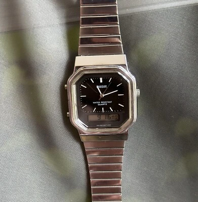 Винтажные серебряные аналоговые цифровые кварцевые часы Phasar/будильник и таймер/V041-5130 - Изображение 1 из 4